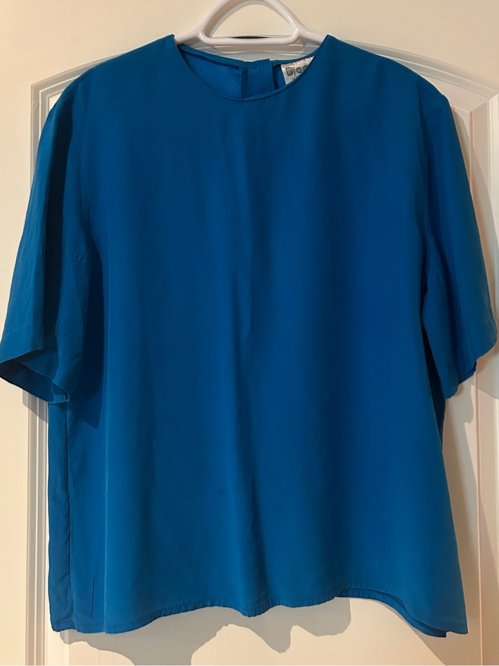 100% Silk Classic Short-Sleeve Shirt in Teal Blue
